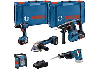 Kit Combinato 18V Con 5 Utensili: Gsb + Gbh + Gws + Gsa + Gli + 3 Batterie Rica…