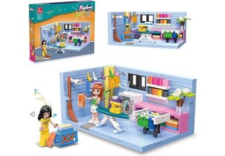Jie Star My Home Blocks - Lavanderia Con Personaggi - 329 Pezzi