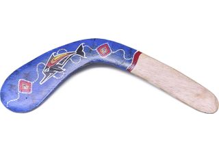 Boomerang Aborigine Blue - Boomerang Da 40 Cm Dipinto A Mano Con Motivo Aborige…