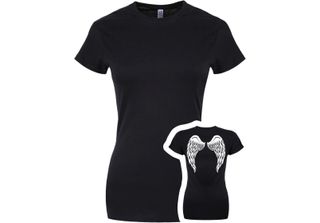Grindstore Maglietta Da Donna Angel Wings GR1665 (M) (Nero)