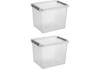 Sonnenwaren Q -Linie Storagebox Trasparente/Grigio 52 Litri - Set Di 2 Pezzi