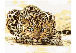 Zuty - Diamond Painting - Waiting Leopard, 40X50 Cm, Tela Tesa Su Telaio