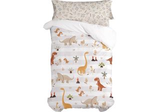 Happyfriday Moshi Moshi Dino Famiglia Colorata Set Copripiumino 2 Pezzi