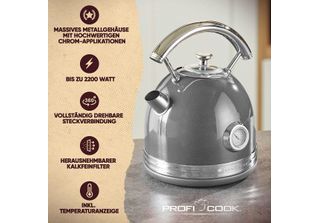Bollitore Elettrico Profi Cook PC-WKS 1192 Antracite/Acciaio Inox