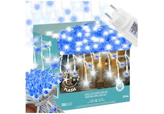 Stalattiti A Led - 14,5M, 300LED, IP44, Blu + Flash
