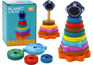 Puzzle Di Piramidi In Legno Pyramid Sorter Pianeti Spazio 10 Pezzi.