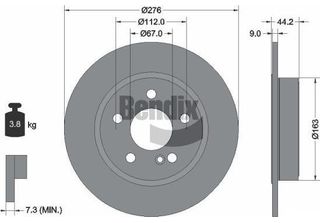 Bendix Braking BDS1213 Disco Freno Oe 2464230012 Compatibile Con Classe A, Clas…
