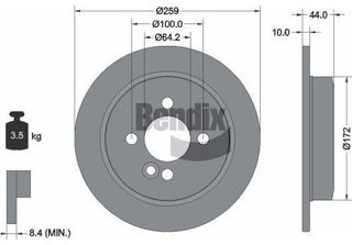 Bendix Braking BDS1077 Disco Freno Oe 34211503070 Compatibile Con Mini, Clubman…