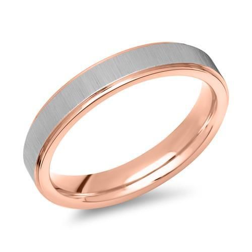 Edelstahlring teilvergoldet rosé 4mm breit