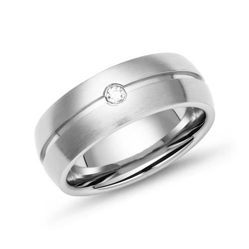 Ring Edelstahl schlicht rund 7mm Zirkonia