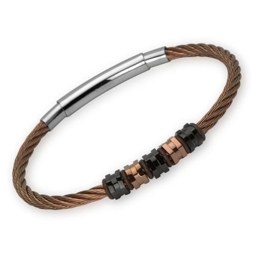 Herrenarmband Edelstahl roségold schwarz