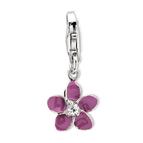 Silber Charm Blume mit Karabiner