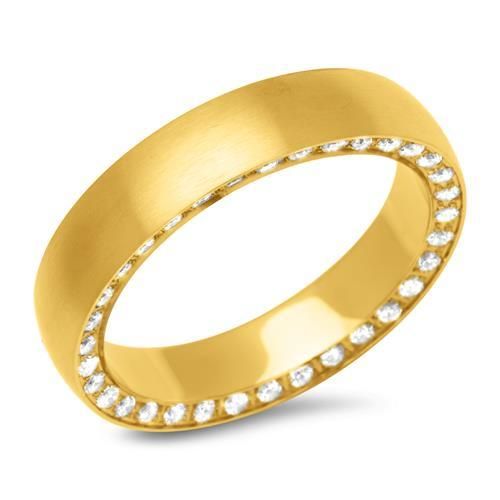 Edelstahlring Zirkonia gold 4,9 mm breit