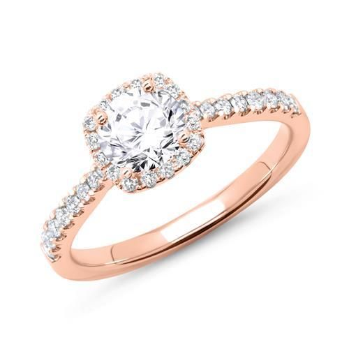 585er Roségold Verlobungsring mit Diamanten