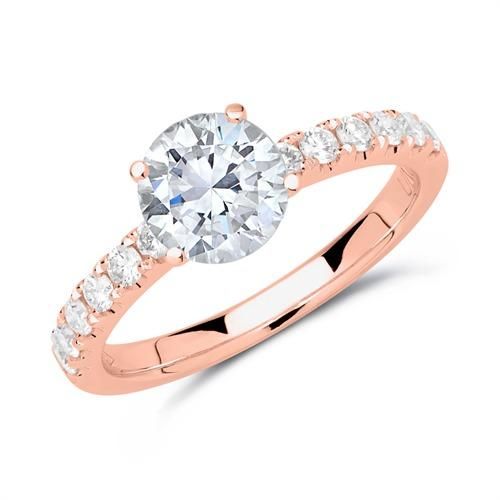 585er Roségold Verlobungsring mit Diamanten