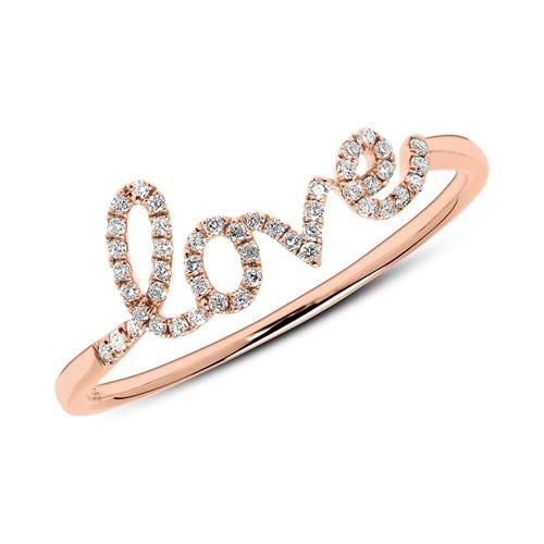 Ring Love aus 14K Roségold mit Diamanten