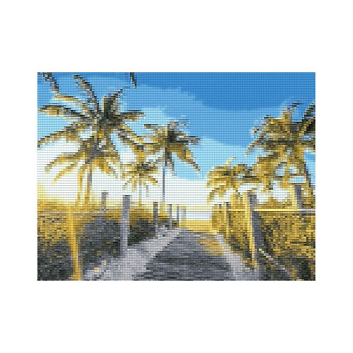 Diamantenstickerei-Set "Strand mit Palmen", 34 x 24 cm