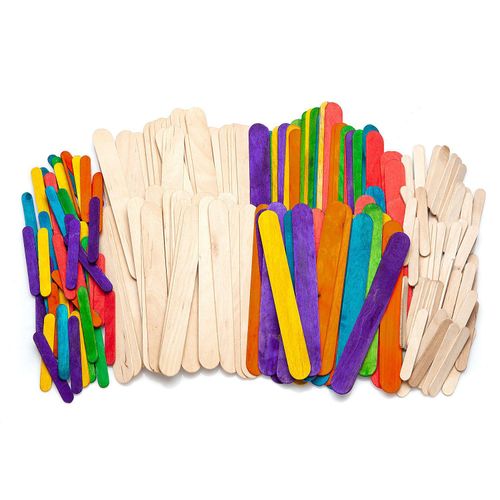 Holz-Stäbchen-Set, 2 Größen, natur und bunt, 200 Stück