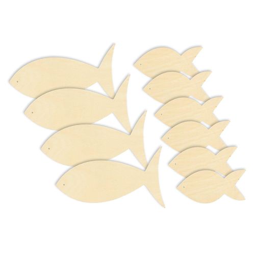 Deko-Fische aus Holz, 11 x 5 cm und 17 x 9,5 cm, 10 Stück
