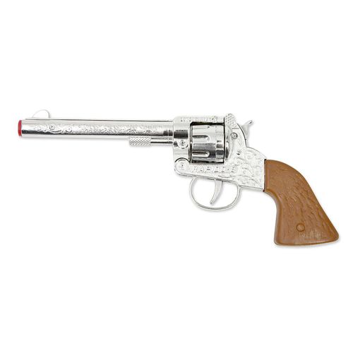 Spielzeugpistole "Cowboy", silber/braun, 21 cm