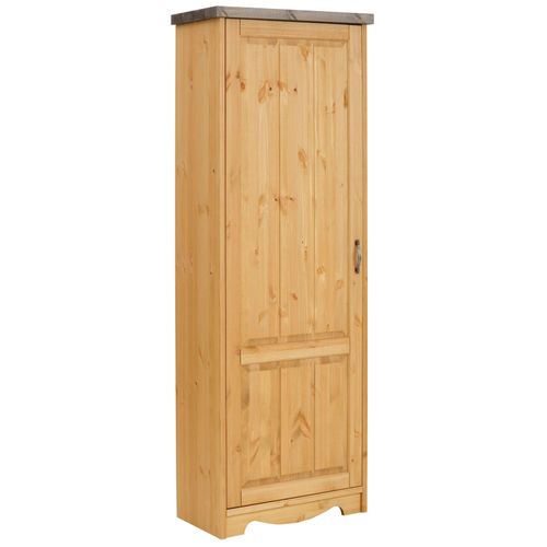 Garderobenschrank HOME AFFAIRE, beige (natur, grau), B:69cm H:190cm T:37cm, Massivholz, Schränke