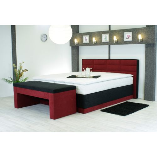 Boxspringbett, rot (bordeauxrot, schwarz), B:194cm L:216cm, Bezug von Kopfteil und seitliche Einfassung von Unterbau aus kuschelweichem und strapazierfähigem Microfaser (100% Polyester);Bezug der Obermatratze: 100% Polyester, Diolenwatte und Vlies aus 100% Polyester, WESTFALIA SCHLAFKOMFORT, Komplettbetten, Boxspringbett