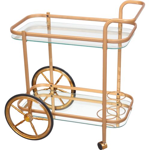 Servierwagen HOME AFFAIRE, gold (goldfarben), B:69cm H:75cm T:43cm, Metall, Rollwagen