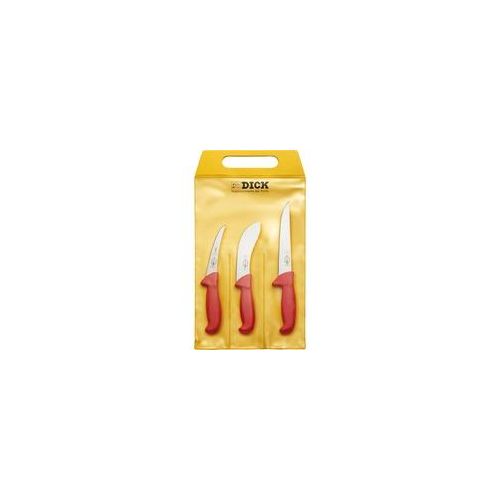 ErgoGrip Messersatz Jagd, Indoor, 3-teilig rot, Stechmesser, Ausbeinmesser, Abhäutemesser