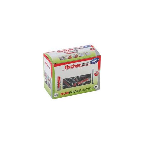 Dübel DUOPOWER 5x25 S LD hellgrau/rot, 50 Stück, mit Schraube