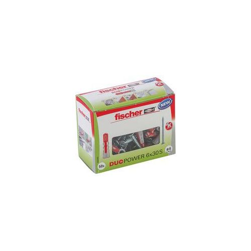 Dübel DUOPOWER 6x30 S LD hellgrau/rot, 50 Stück, mit Schraube