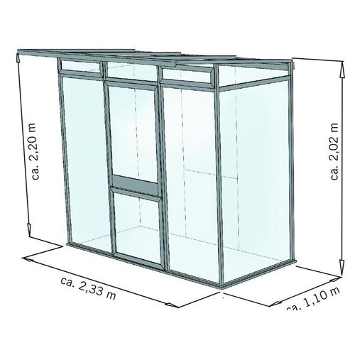 Gewächshaus Modell Linea I anthrazit,2,33 x 1,10 m (BxL)