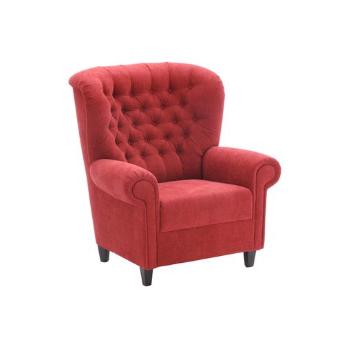 Chesterfield-Sessel MAX WINZER „Victoria“ Sessel Gr. Microfaser 20441, B/H/T: 90 cm x 100 cm x 89 cm, rot Chesterfield Sessel mit edler Knopfheftung
