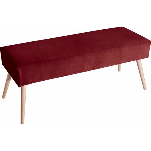 Sitzbank MAX WINZER „Sit“ Sitzbänke Gr. B/H/T: 114 cm x 48 cm x 40 cm, Samtvelours 20442, rot (ziegel) Holzbänke mit hohen konischen Füßen