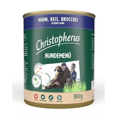 Christopherus Hundemenü Senior mit Huhn, Reis, Broccoli 6 x 800g Hundefutter