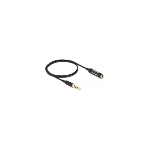Audio Verlängerungskabel 3,5mm 4Pin Stecker > 3,5mm 4Pin Buchse Ultra Slim schwarz, 0,5 Meter