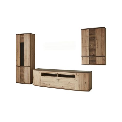 Wohnwand Grasse - holzfarben - 357 cm - 209 cm - cm 50,0 - Sconto