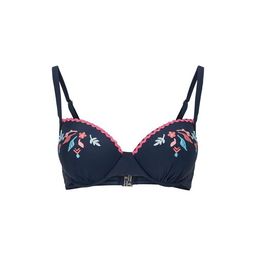 TOM TAILOR Damen Bikini-Top mit Blumenmuster, blau, Blumenmuster, Gr. 44B