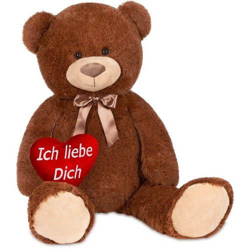 BRUBAKER Kuscheltier XXL Teddybär 100 cm groß mit Ich Liebe Dich Herz (Valentinstagsgeschenk