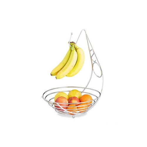 relaxdays Obstschale Obstschale mit Bananenhalter