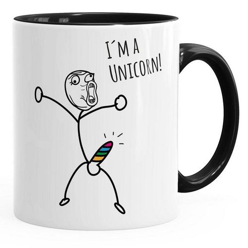 MoonWorks Tasse Kaffee-Tasse mit Spruch I`’m a unicorn Motiv lustiges Strichmännchen Penis Einhorn Parodie Bürotasse Kaffeebecher MoonWorks®