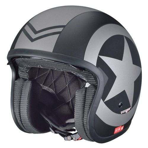 rueger-helmets Motorradhelm RC-590 Jethelm Custom Motorradhelm Chopper Chopper Motorrad Roller Helm ruegerRC-590 Black Star XS