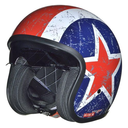 rueger-helmets Motorradhelm RC-590 Jethelm Custom Motorradhelm Chopper Chopper Motorrad Roller Helm ruegerRC-590 Rebell Star XS