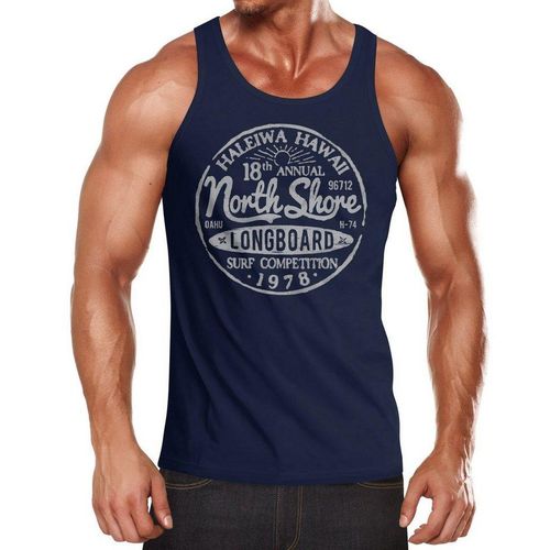 Neverless Tanktop Herren Tank-Top North Shore Longboard Retro Surf Motiv Wellenreiten Muskelshirt Muscle Shirt Neverless® mit Print