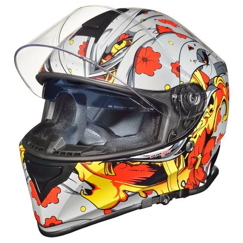 rueger-helmets Motorradhelm RT-824 Integralhelm Motorradhelm Kinderhelm Motorrad Integral Roller Helm GebissRT-824 Red RYM M
