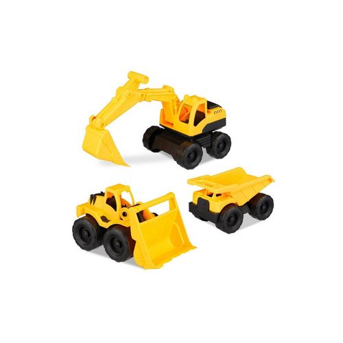 relaxdays Spielzeug-Bagger Spielzeug Baustellenfahrzeuge 3er Set