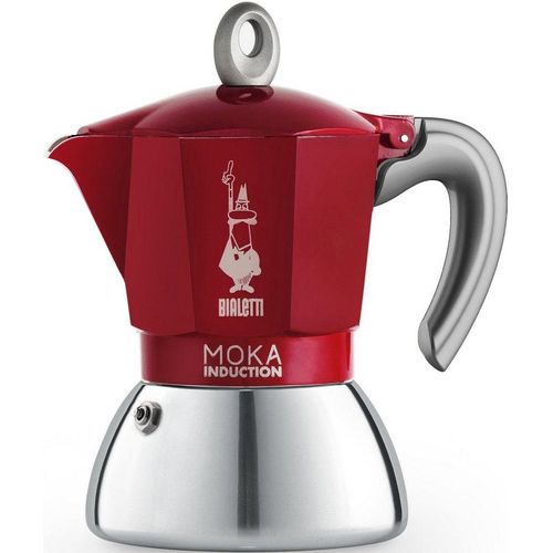BIALETTI Espressokocher Moka Induktion, 0,15l Kaffeekanne, Induktionsgeeignet, rot