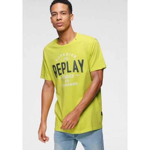Replay T-Shirt mit Markendruck, gelb