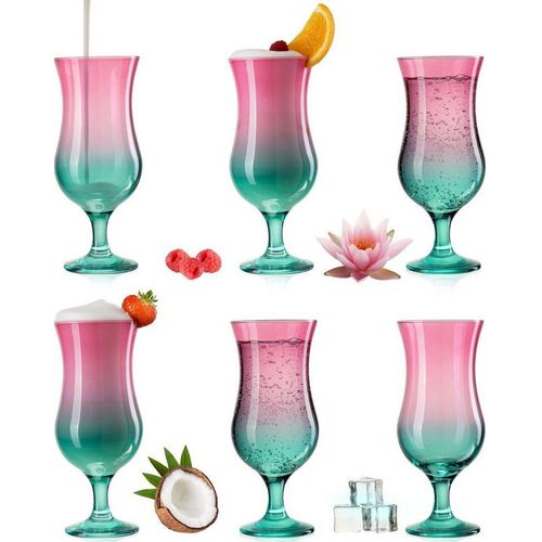 PLATINUX Cocktailglas Cocktailgläser Rosa-Türkis