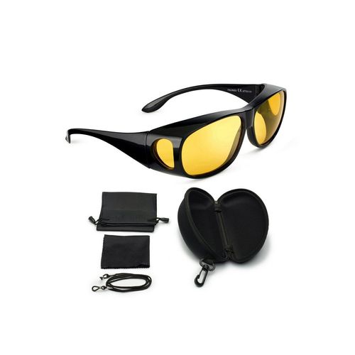 FALINGO Brille Nachtsichtbrille Nachtfahrbrille Nachtsichtüberbrille Überbrille Überziehbrille NIGHT EDITION Autofahrbrille Anti-Blend-Brille UV 380