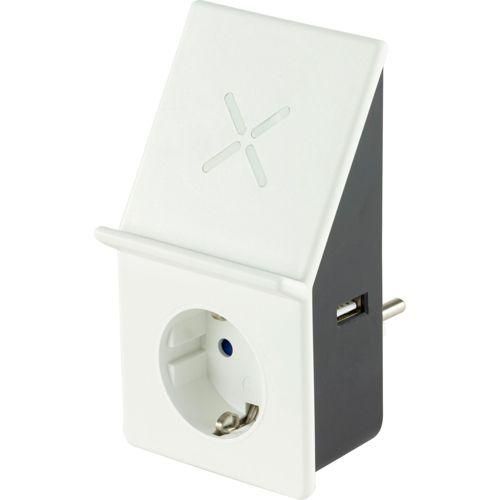 REV USB-Ladeadapter mit Wireless Charging + 1x Steckdose